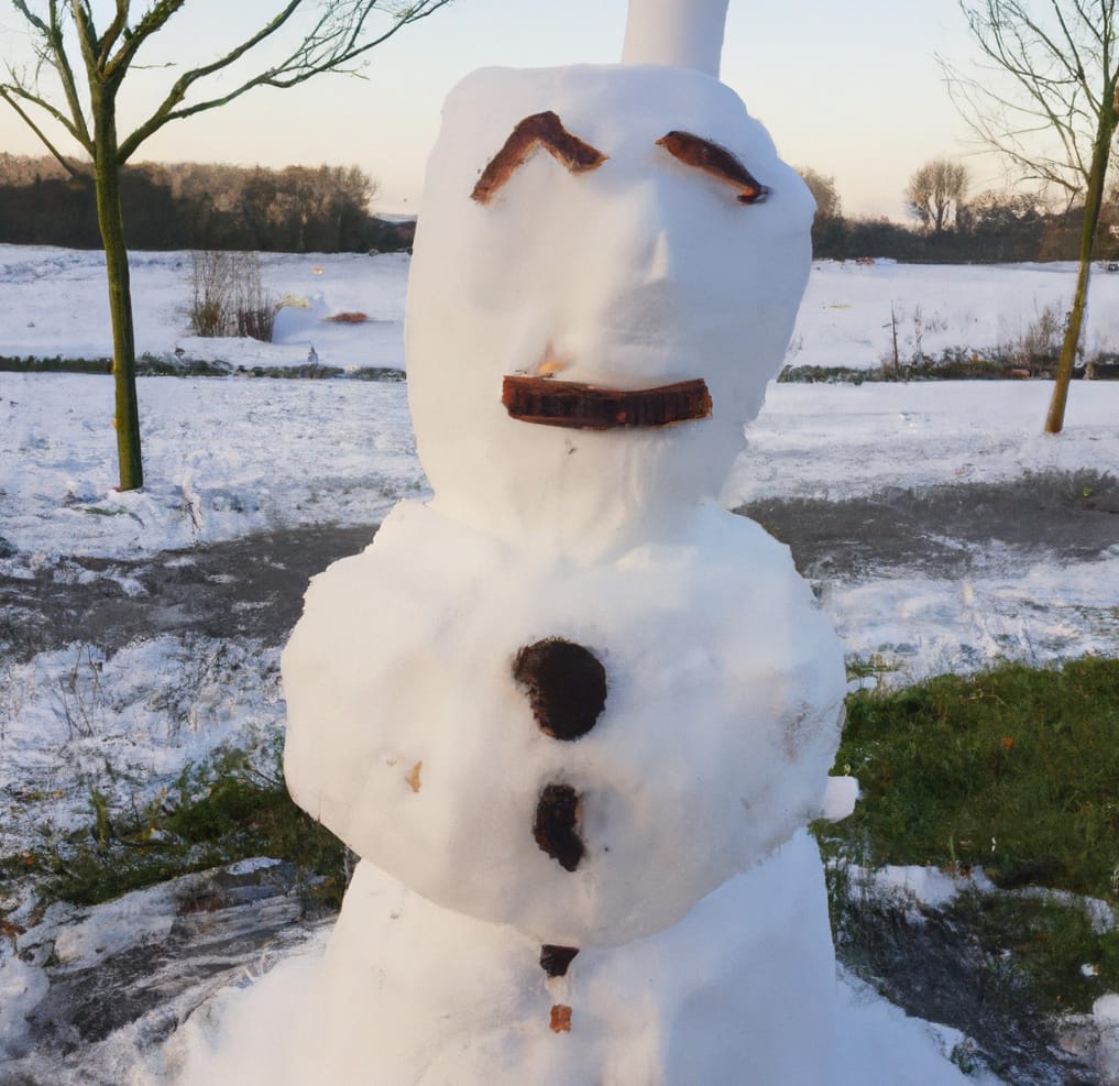 sneeuwpop gemaakt door mensen in winter