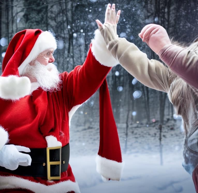 high-5 with santa clause