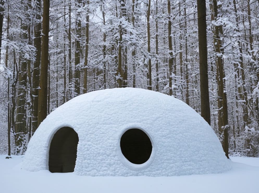 igloo in winter forrest